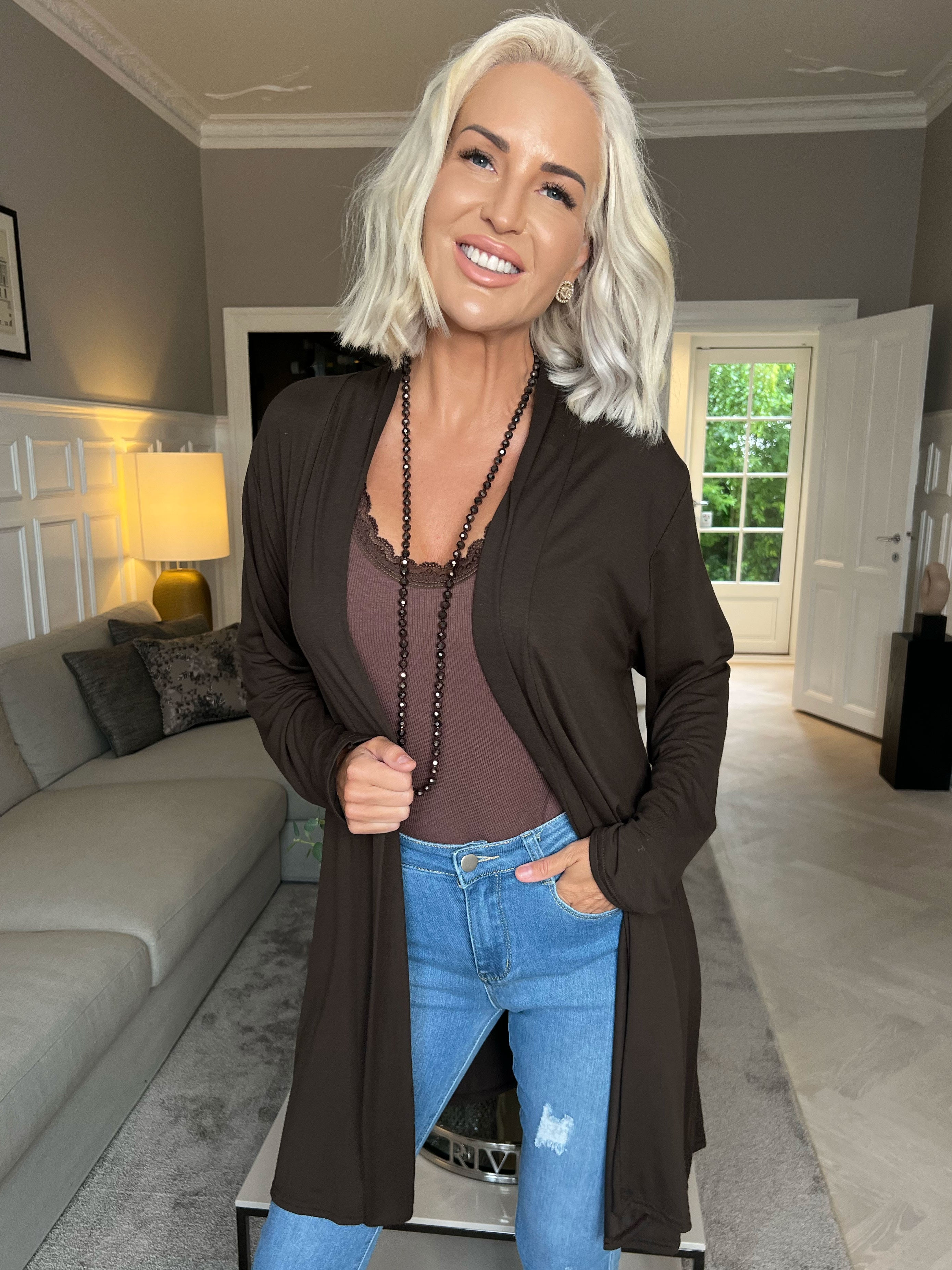 Rosa - Basis cardigan i jersey stof (bestseller)